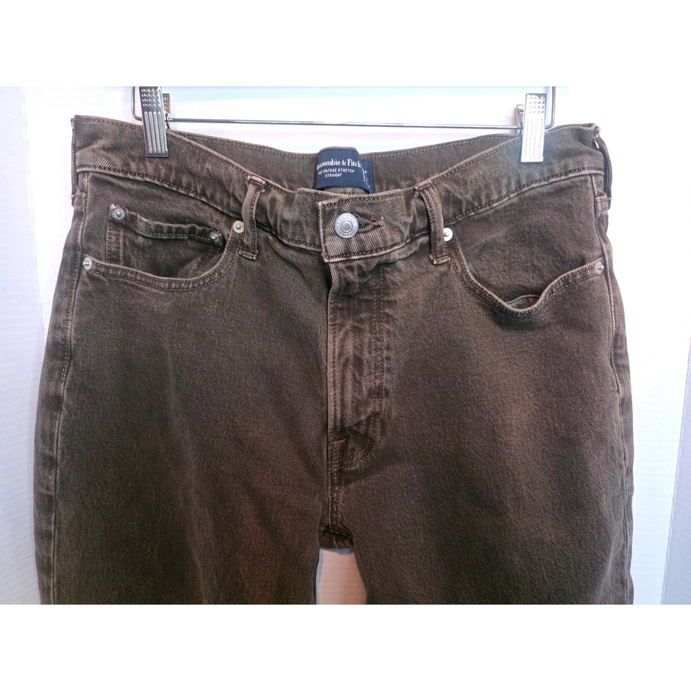 Abercrombie & Fitch Mens Vintage Stretch Straight Jeans Chocolate Brown 34x34